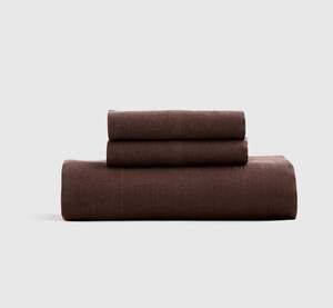 Quince European Linen Fitted Sheet Set King in Brown Espresso NWT